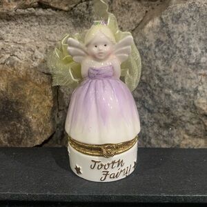 1999 Mud Pie Ceramic Tooth Fairy Keepsake Trinket Box Vintage